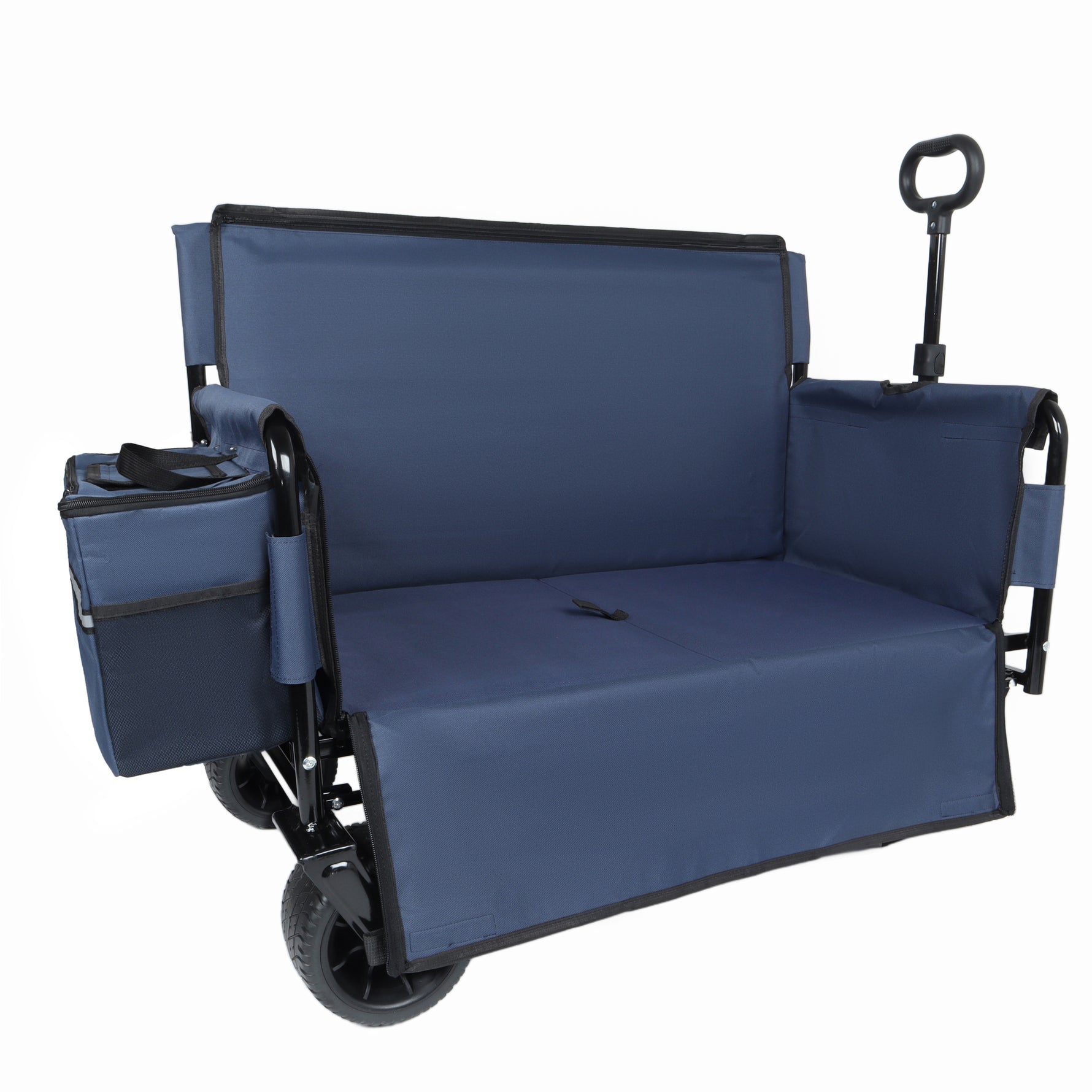 3-in-1 Folding Wagon Cart with Bench Seat & Storage for workshop, garage, storage, or utility use