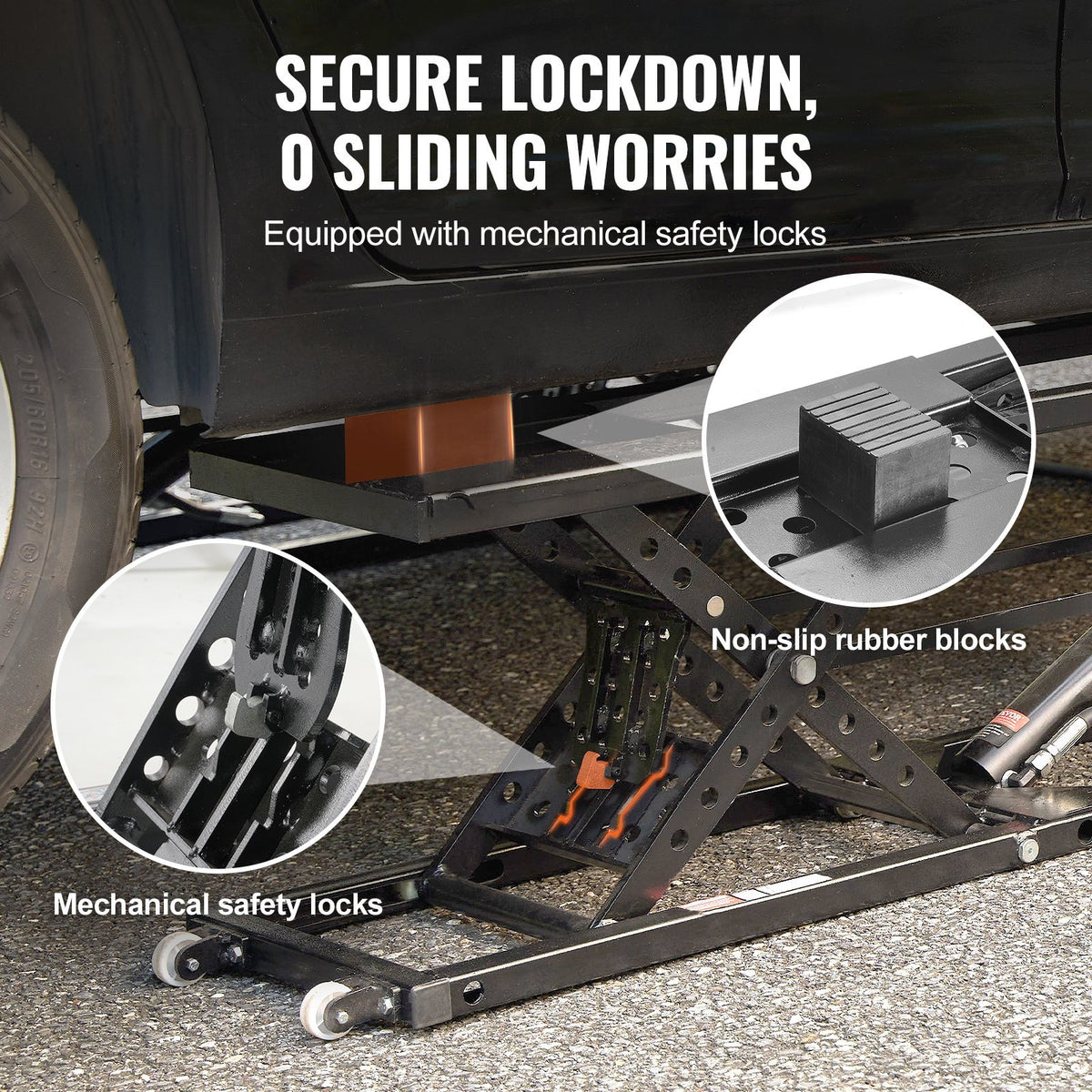 VEVOR 7,000 lb Portable Car Lift with Extended-Length Plates for workshop, garage, storage, or utility use