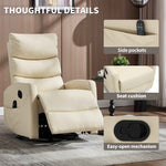 Heat Massage Manual Recliner Chair with Rocker and Swivel in Faux Leather for Living Room detail image 26