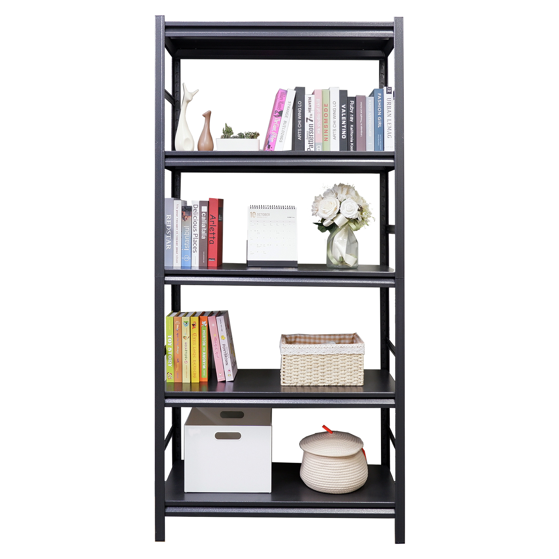 5-Tier Heavy-Duty Adjustable Metal Storage Rack for workshop, garage, storage, or utility use