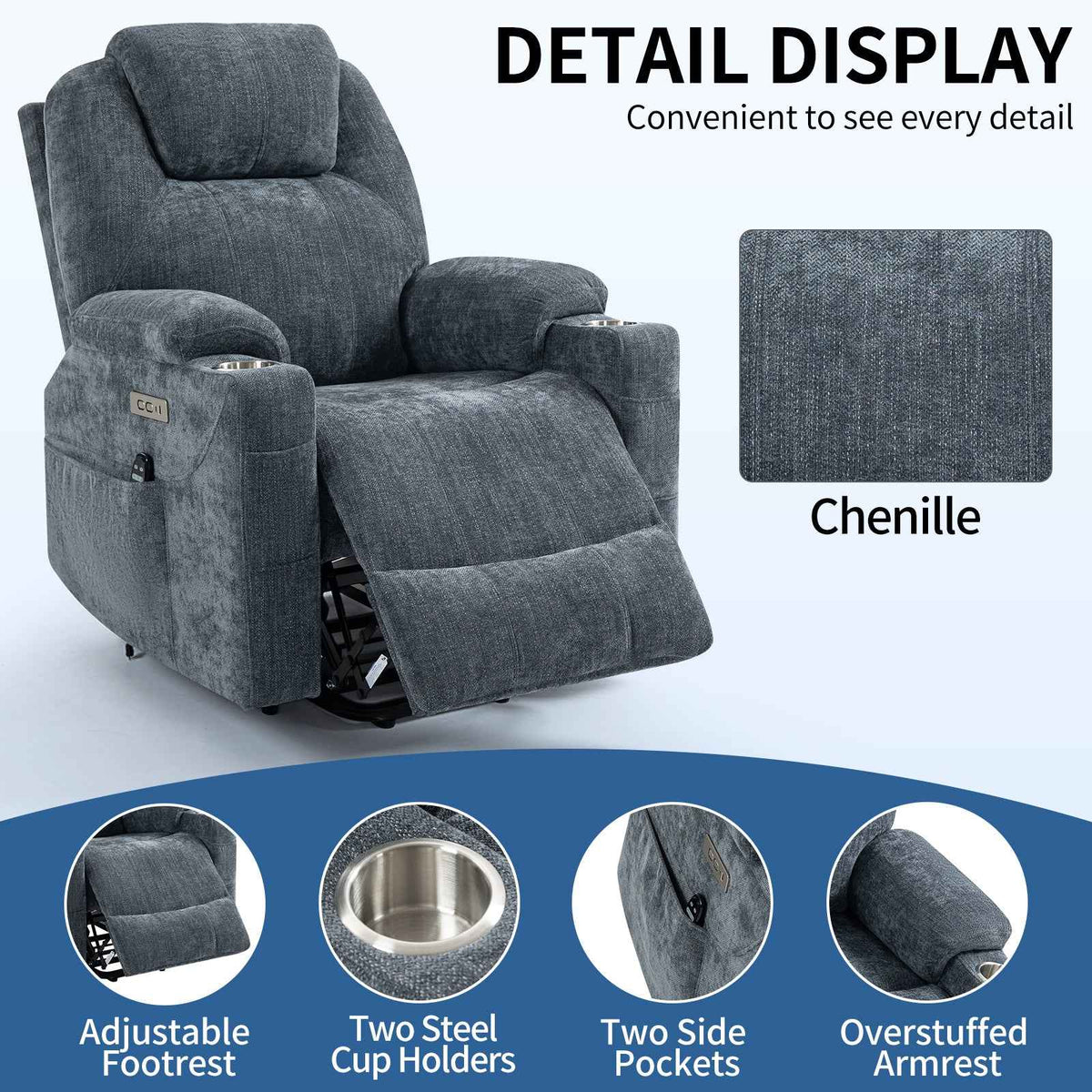Dual-Motor Leather-Air Power Lift Recliner detail image 58