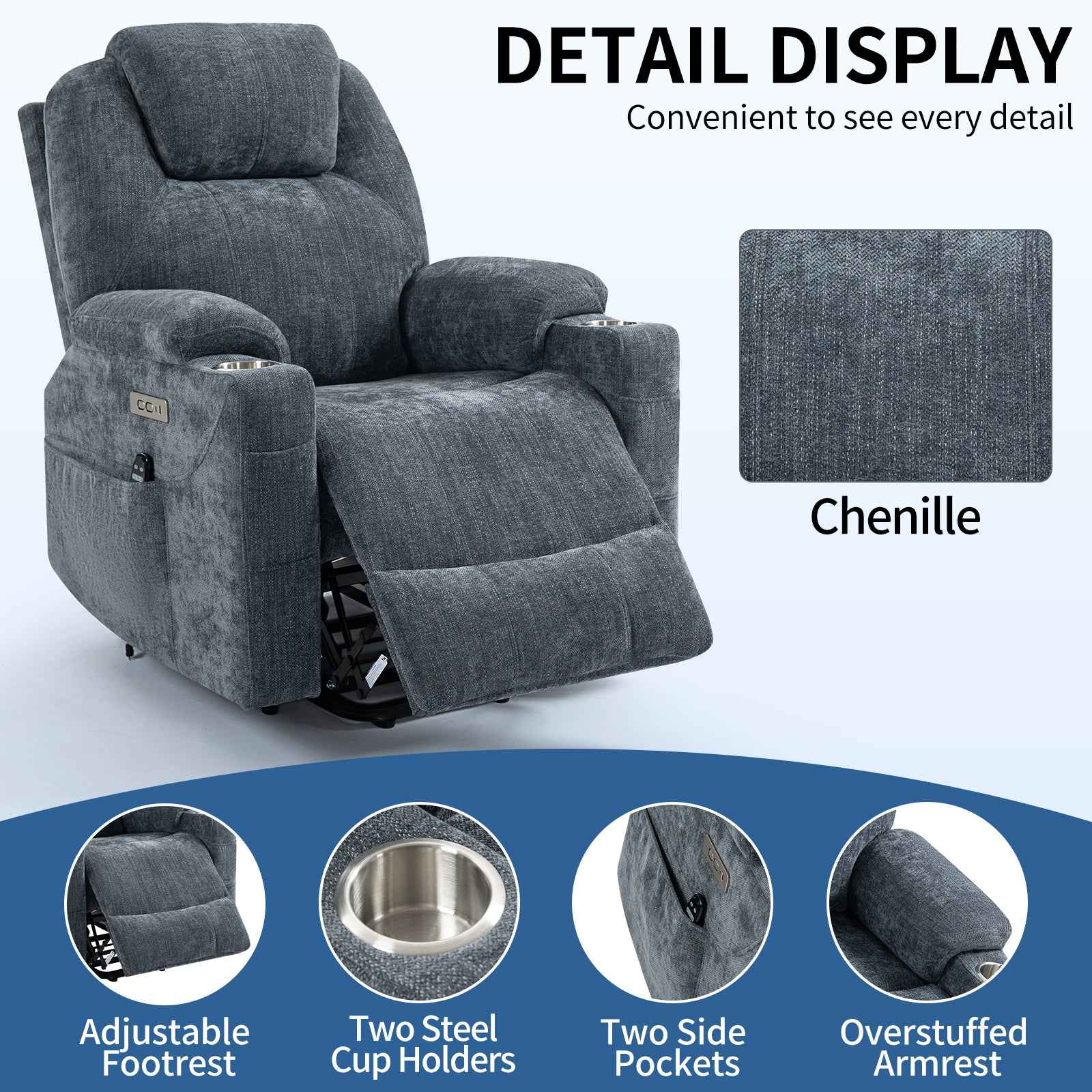 Dual-Motor Leather-Air Power Lift Recliner detail image 58