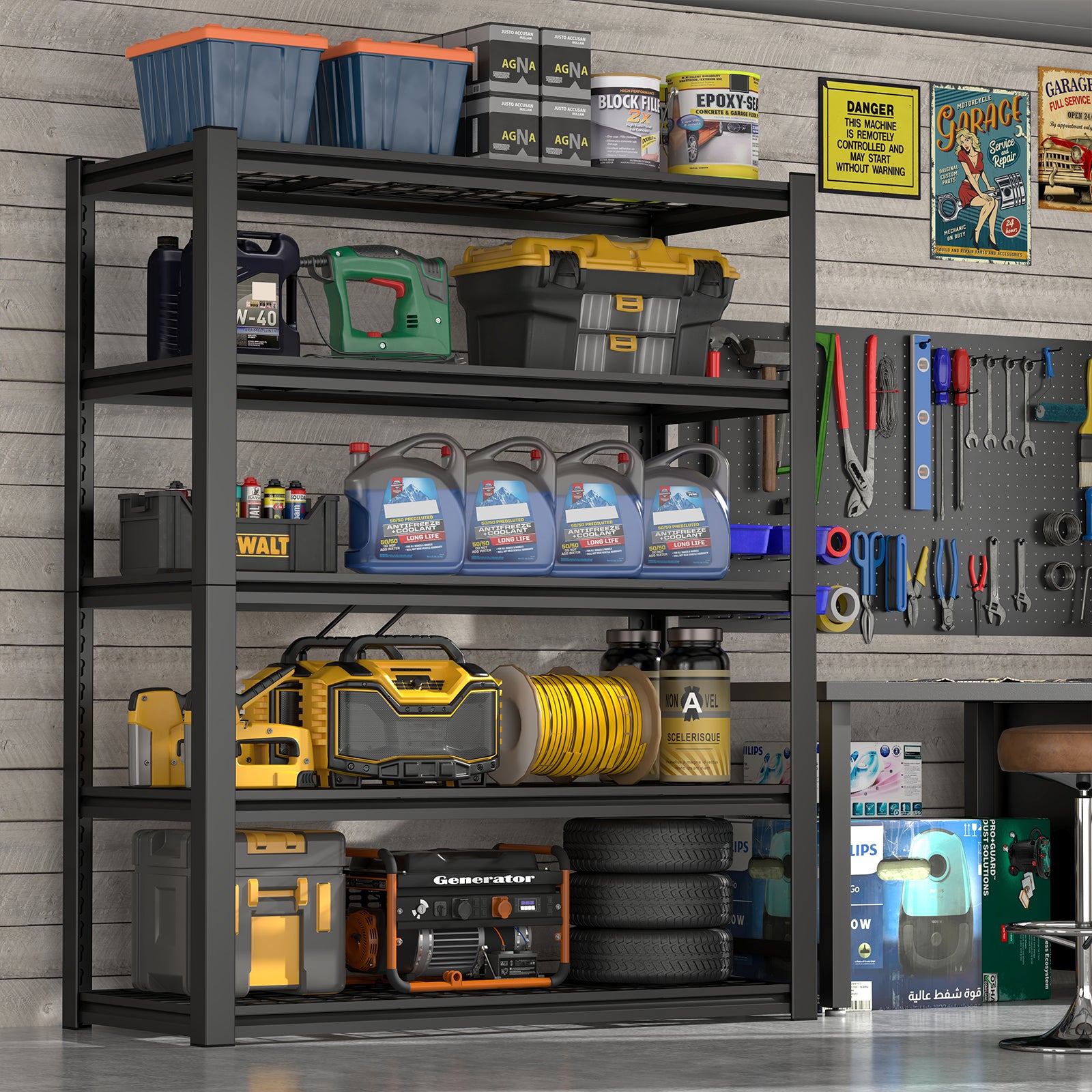 59" Heavy-Duty Metal Garage Storage Rack for workshop, garage, storage, or utility use