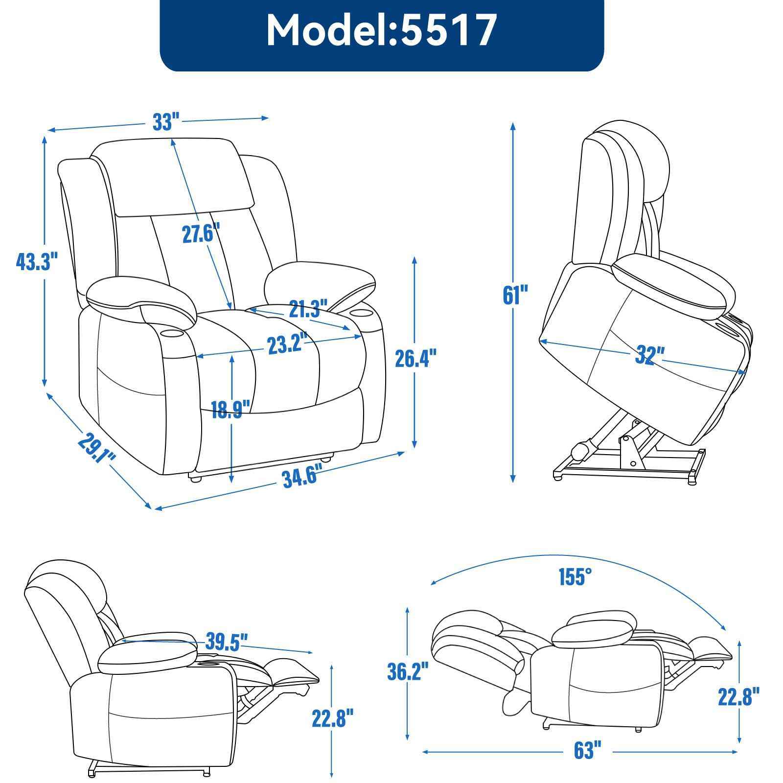 Dual-Motor Leather-Air Power Lift Recliner detail image 78