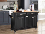 Rubberwood Drop-Leaf Kitchen Cart with 3 Drawers product view 13