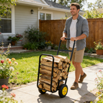 Rolling Steel Firewood Log Cart & Storage Rack for workshop, garage, storage, or utility use