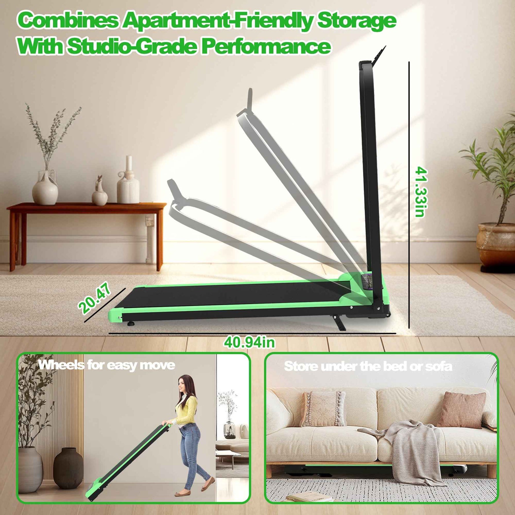 Foldable Under-Desk Walking Pad with Handlebar & Incline under-desk walking pad