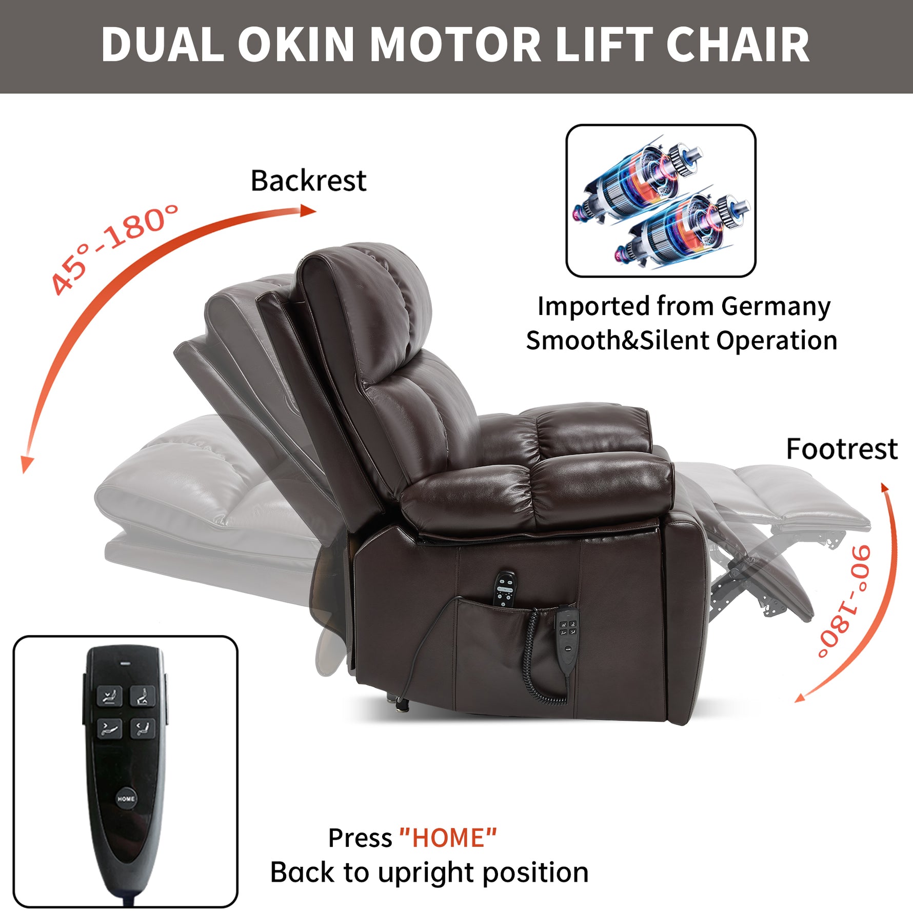 Dual-Motor Power Lift Recliner with Heat & Massage, 350 lb Capacity detail image 110