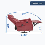 Faux Leather Heat & Massage Manual Rocker Swivel Recliner detail image 35