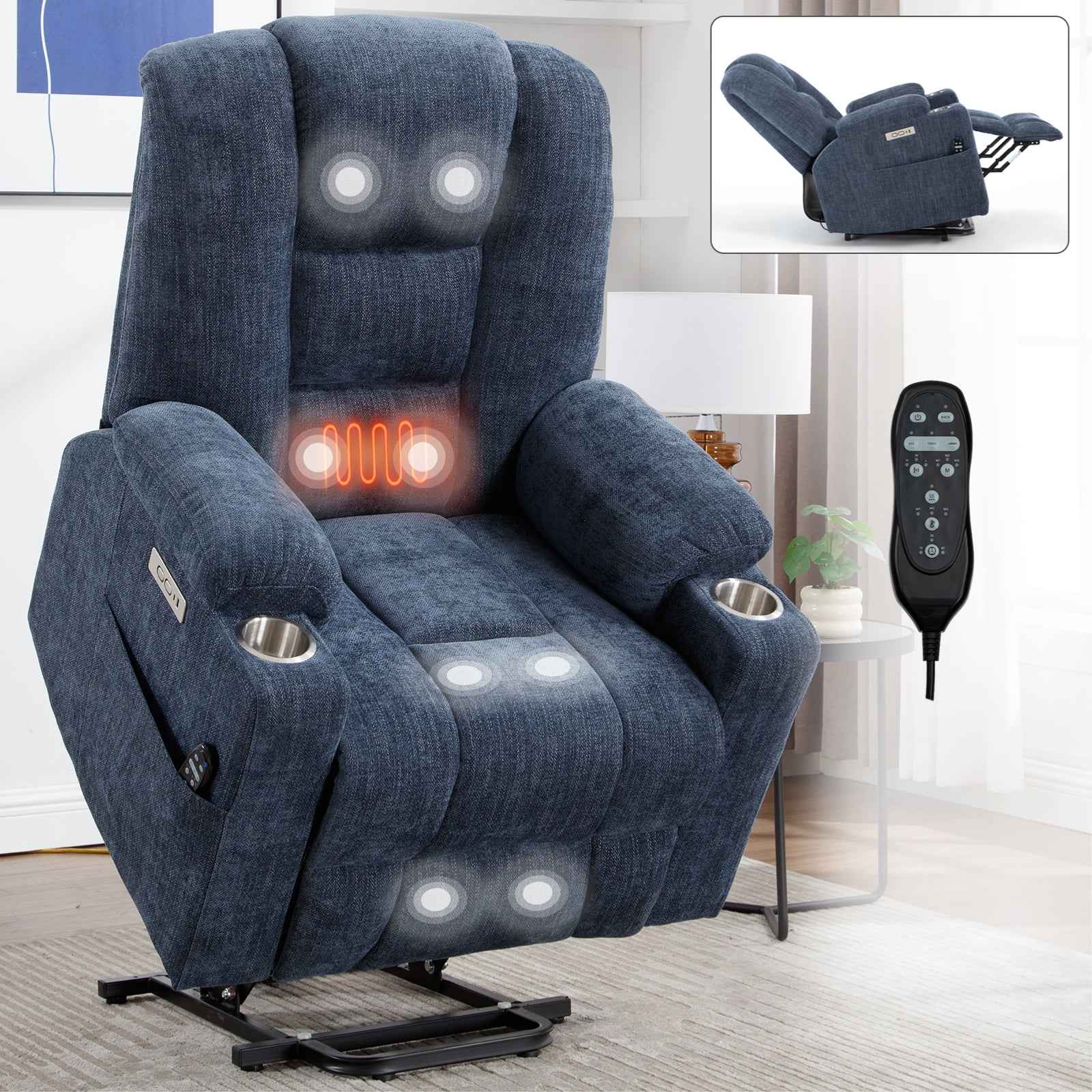 Large Dual-Motor Power Lift Heat & Massage Recliner detail image 58