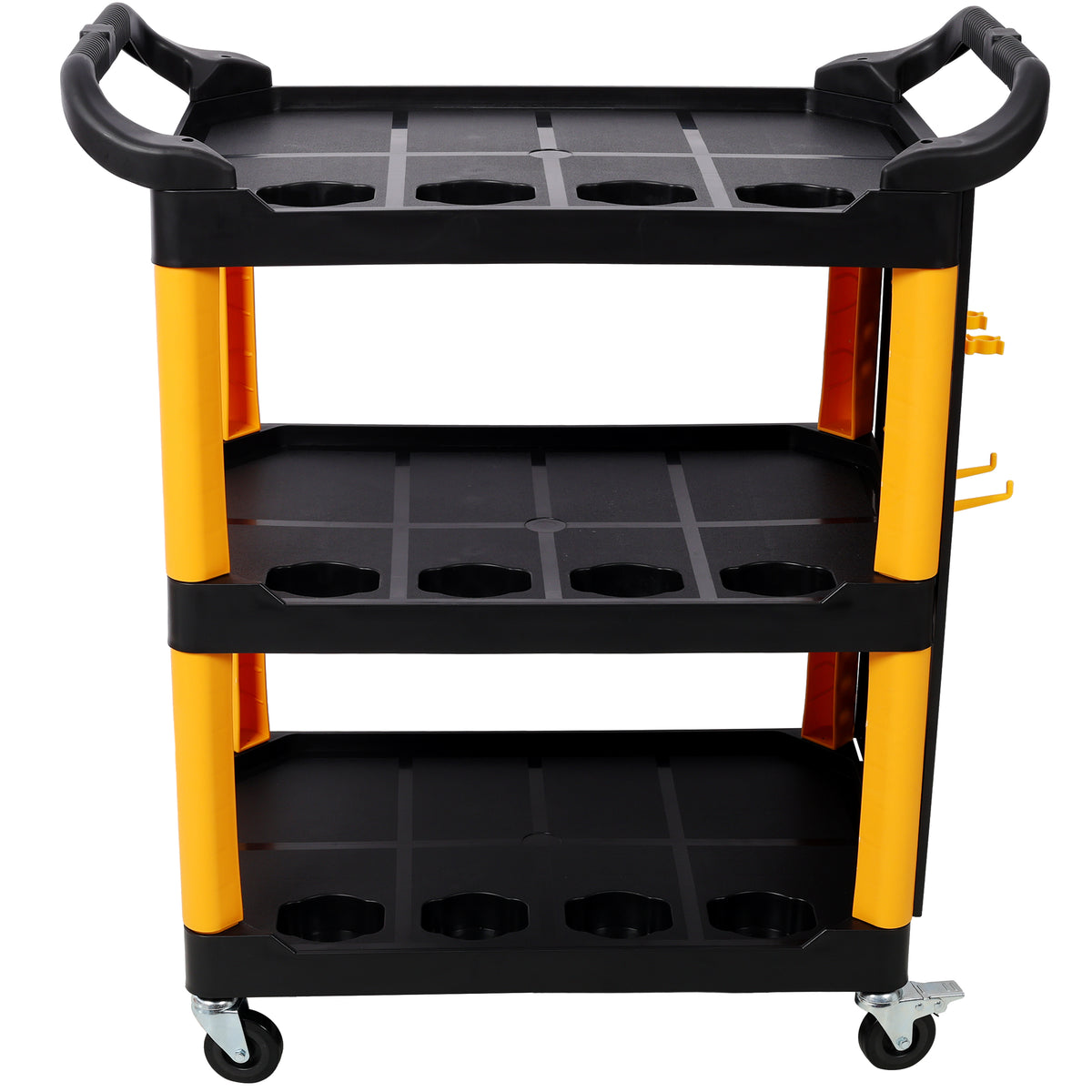 3-Tier Rolling Auto Detail Cart with Panel & Hooks for workshop, garage, storage, or utility use