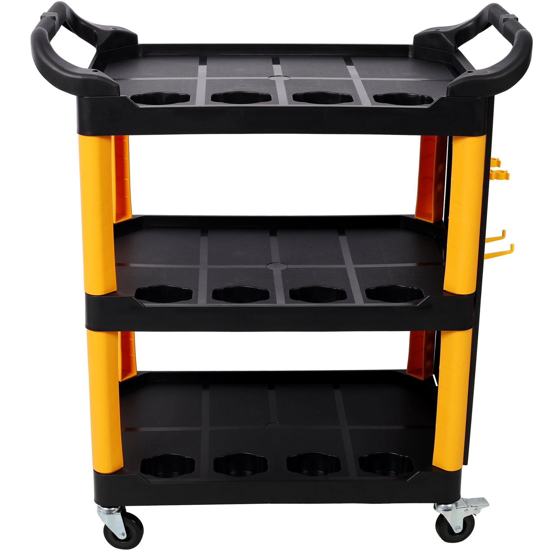 3-Tier Rolling Auto Detail Cart with Panel & Hooks for workshop, garage, storage, or utility use