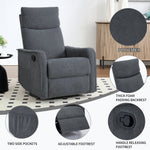Heat Massage Manual Recliner Chair with Rocker and Swivel in Fabric for Living Room detail image 86