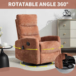 Heat Massage Manual Recliner Chair with Rocker and Swivel in Fabric for Living Room detail image 3