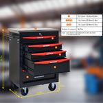 Rolling 5-Drawer Steel Tool Chest with Stainless Steel Top for workshop, garage, storage, or utility use