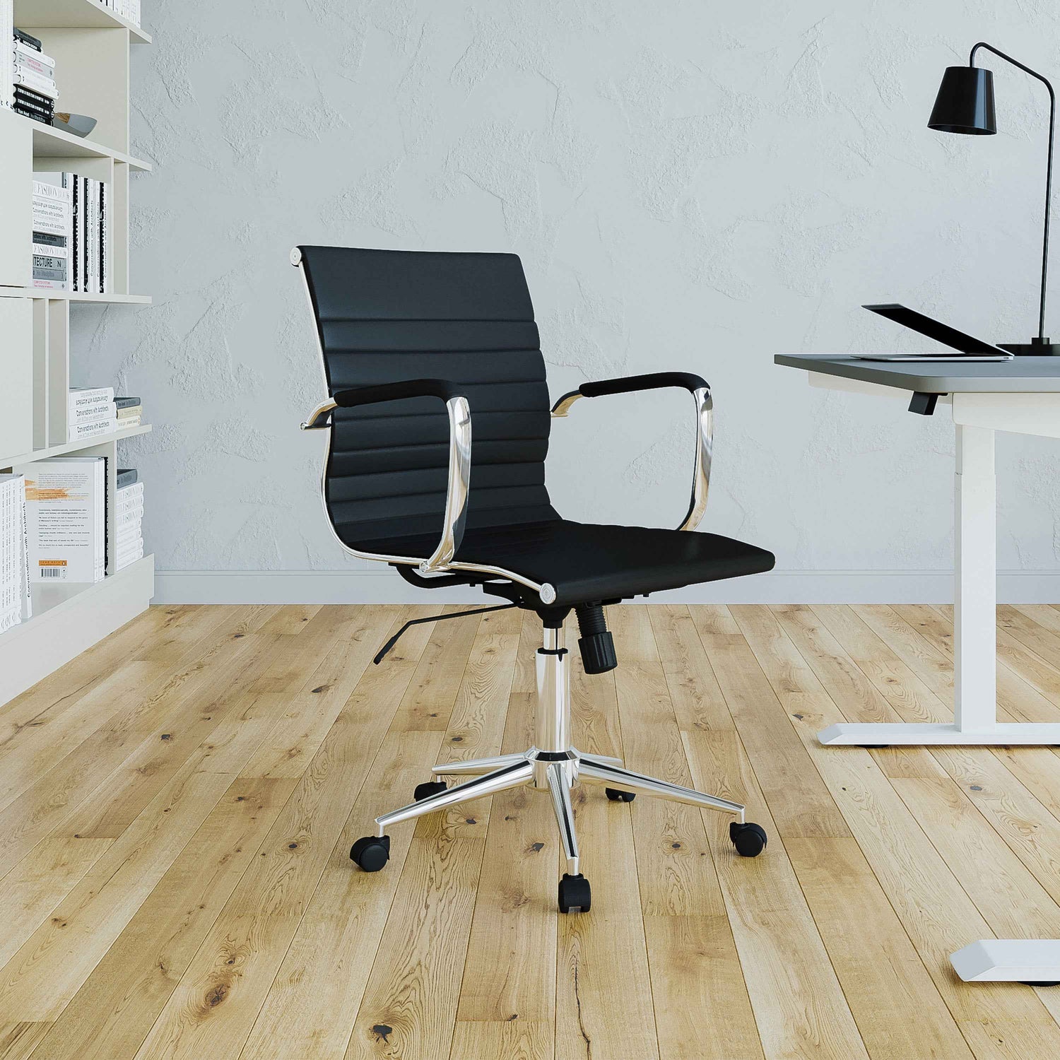 Techni Mobili Modern Medium-Back Executive Chair, Black for home office seating