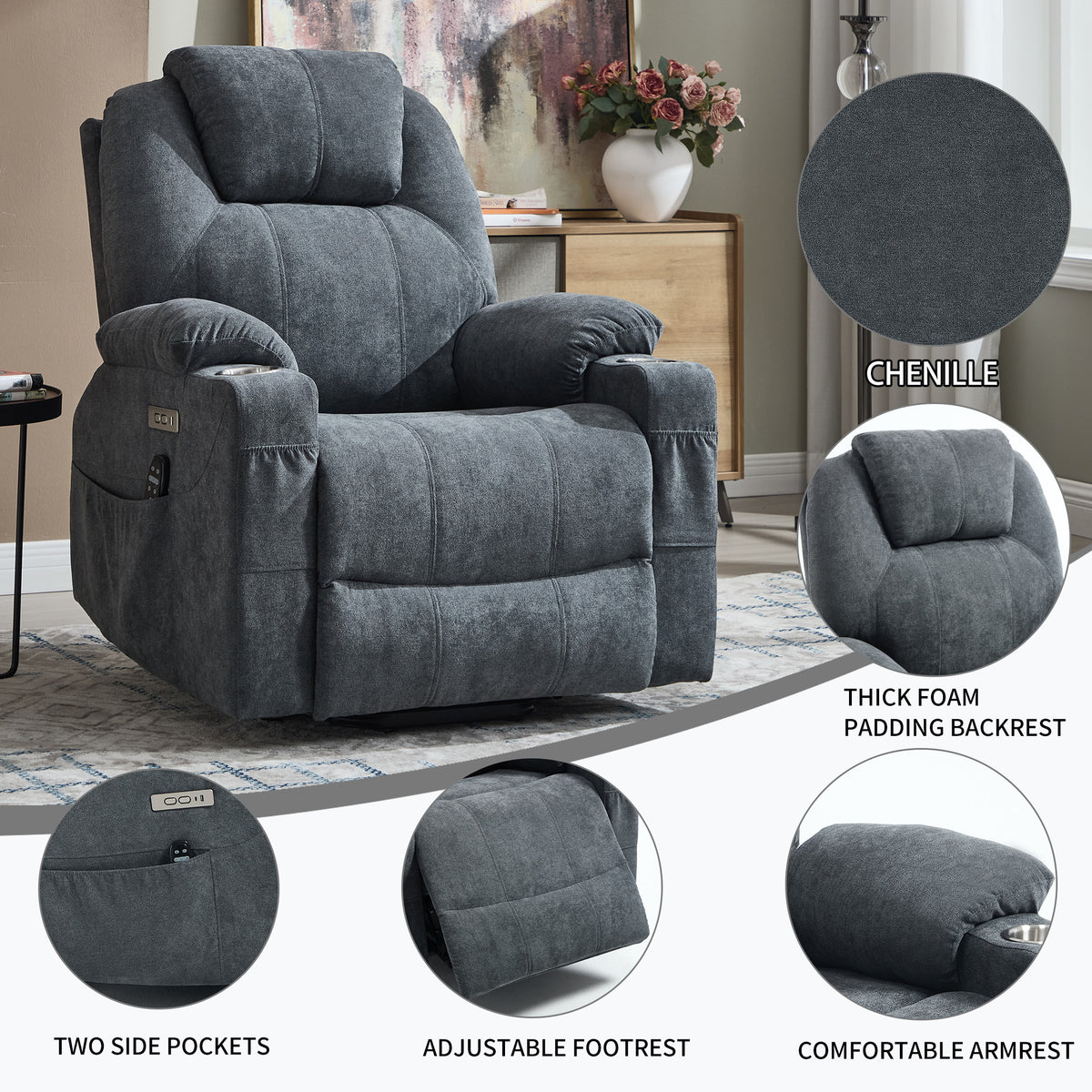 Dual-Motor Leather-Air Power Lift Recliner detail image 24