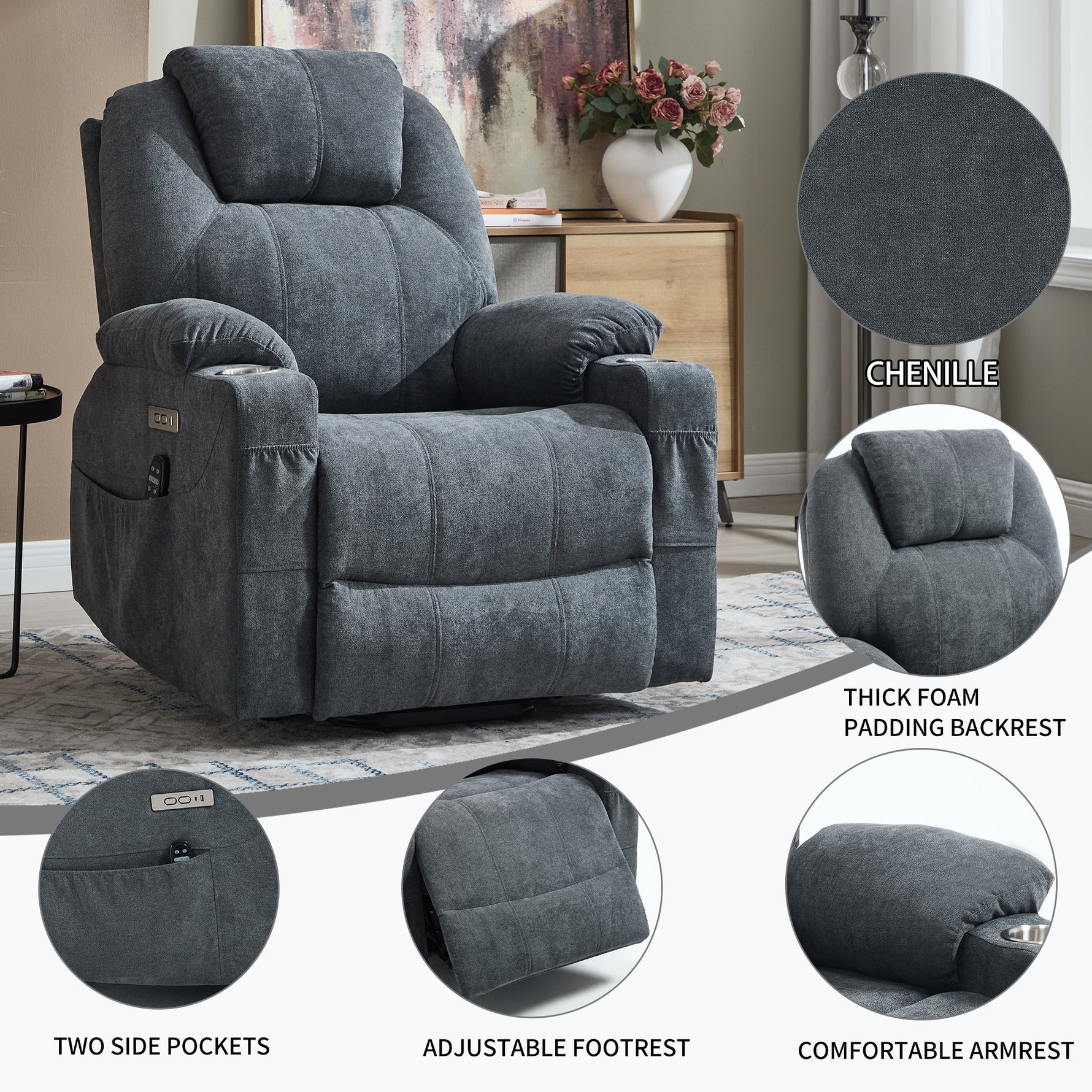 Dual-Motor Leather-Air Power Lift Recliner detail image 24