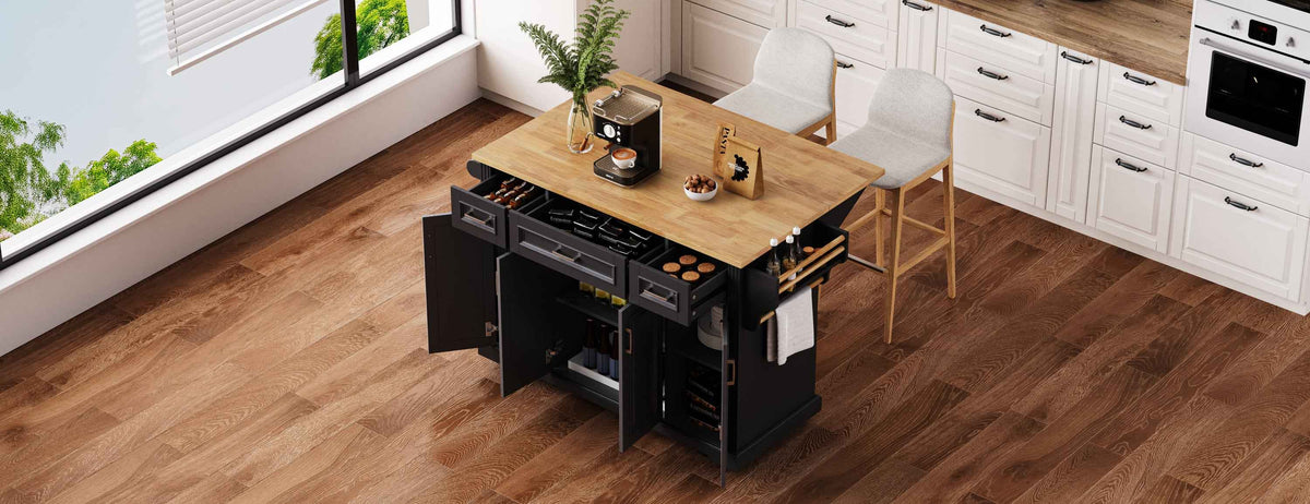 54 in. Rolling Kitchen Island with Drop Leaf & Storage product view 61