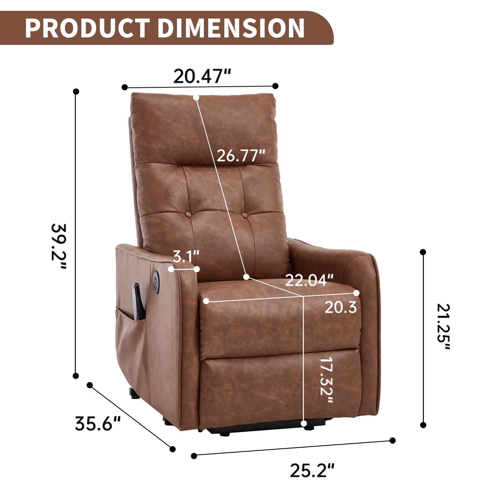 Single Motor Power Lift Recliner Chair with Massage & Heat detail image 105