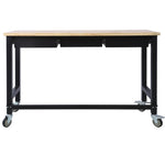 60" Rolling Bamboo Workbench with Drawer Storage for workshop, garage, storage, or utility use