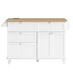 Farmhouse Kitchen Island with Drop Leaf, Power Outlet & 2 Seats product view 31