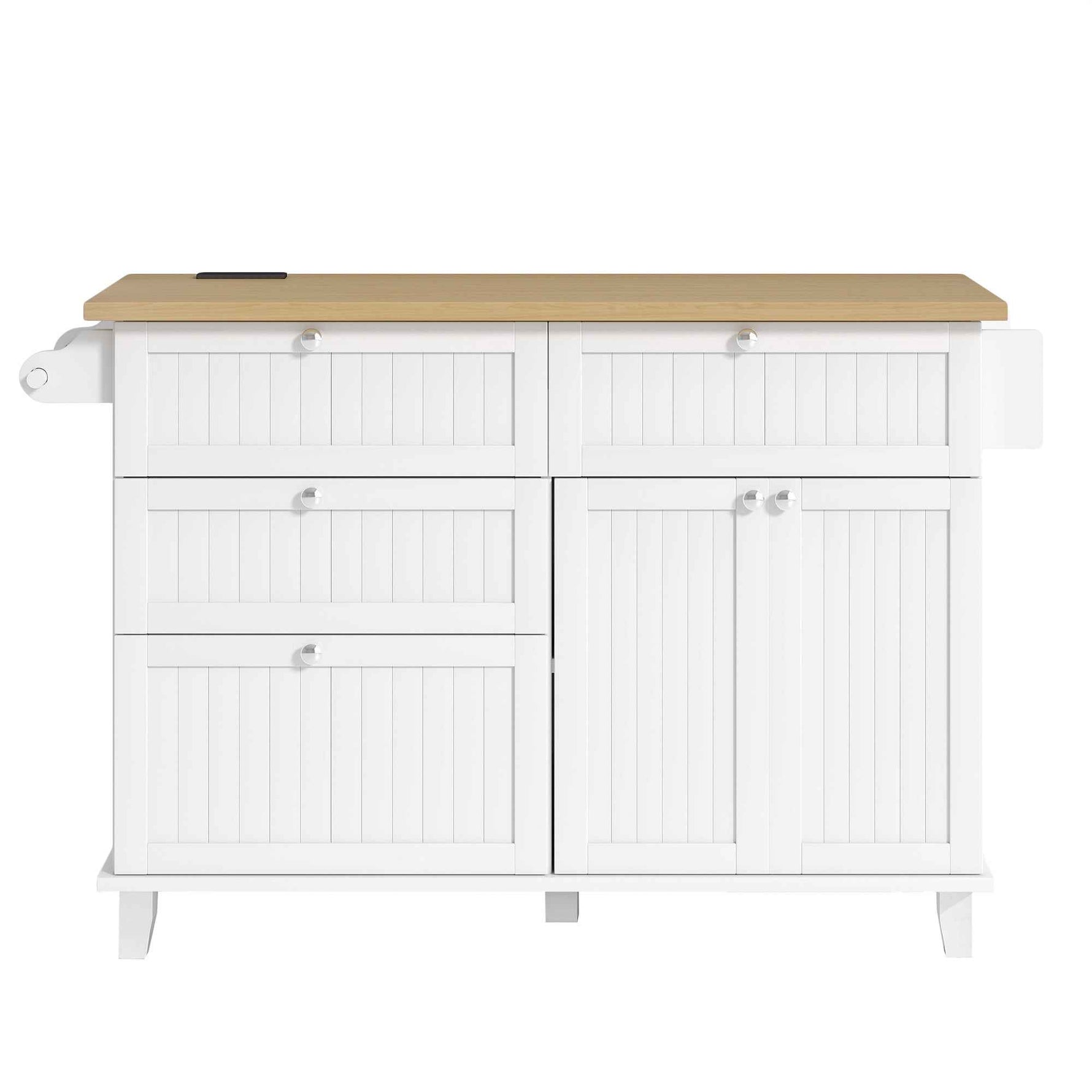 Farmhouse Kitchen Island with Drop Leaf, Power Outlet & 2 Seats product view 31