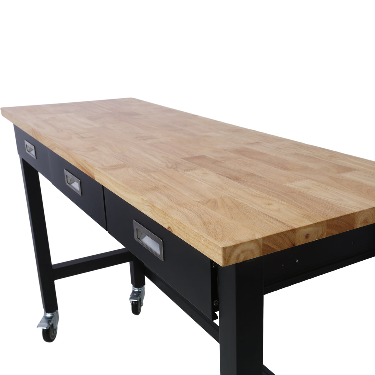 60" Rolling Bamboo Workbench with Drawer Storage for workshop, garage, storage, or utility use