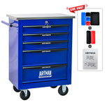 Rolling 5-Drawer Steel Tool Chest with Stainless Steel Top for workshop, garage, storage, or utility use