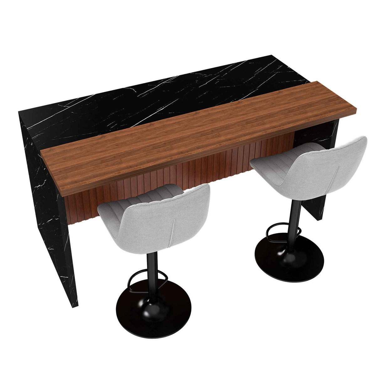 63 in. Kitchen Island with LED Lighting & 2 Bar Stools product view 5