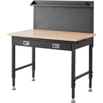 VEVOR Adjustable Height Hardwood Workbench with Power Outlets for workshop, garage, storage, or utility use