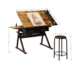 Hand Crank Adjustable Drafting Table with Drawers & Stool hobby and puzzle table