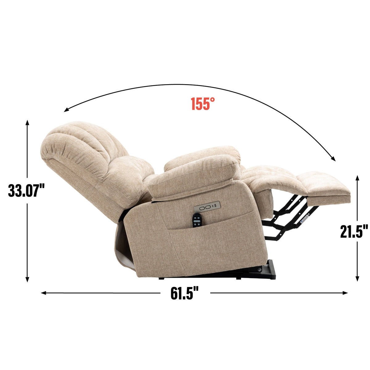 Chenille Power Lift Recliner detail image 5