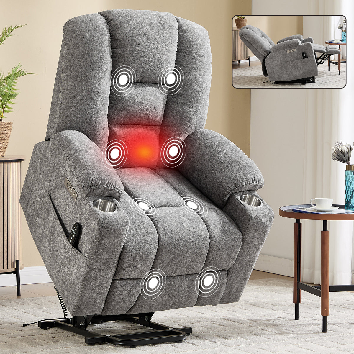 Large Dual-Motor Power Lift Heat & Massage Recliner detail image 29