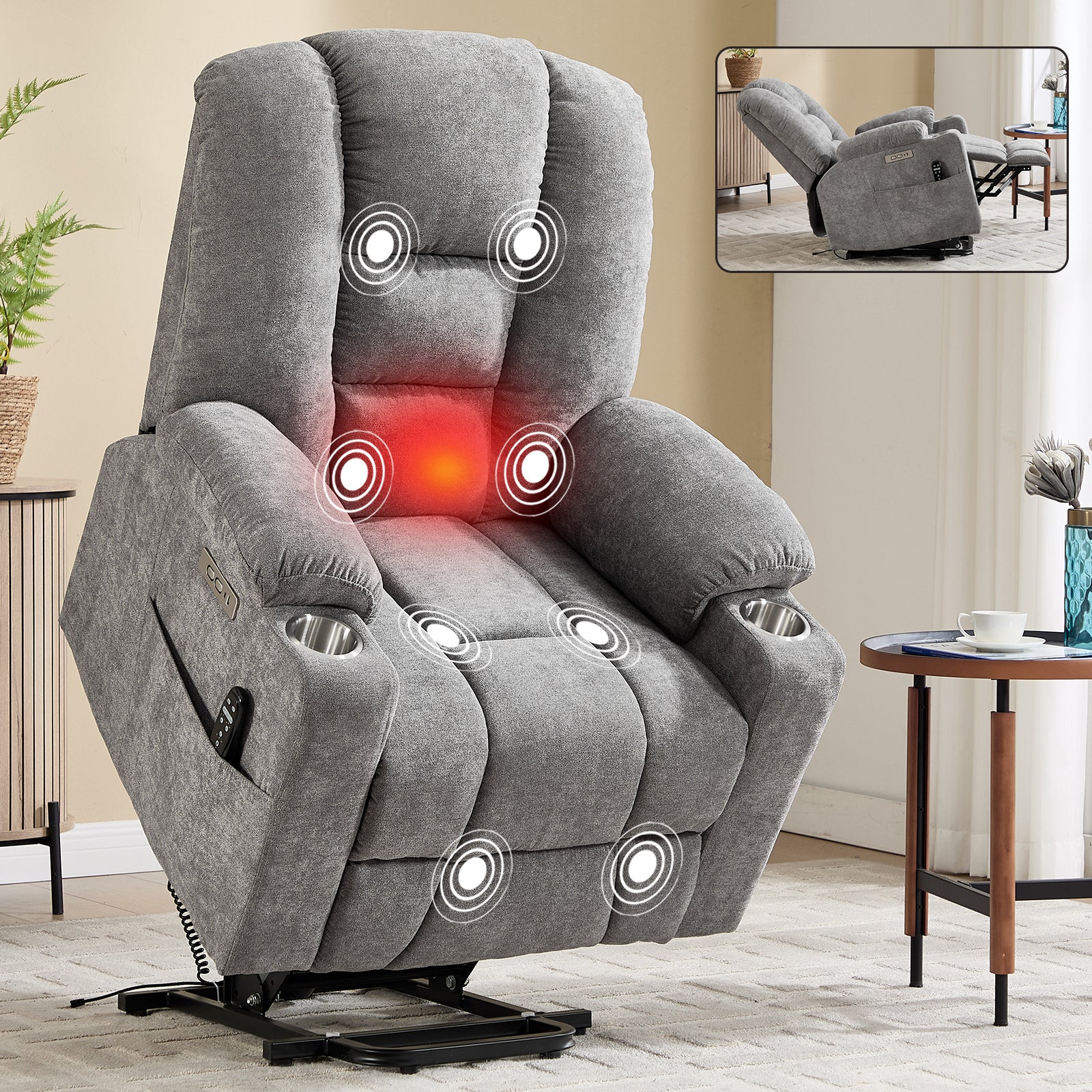Large Dual-Motor Power Lift Heat & Massage Recliner detail image 29