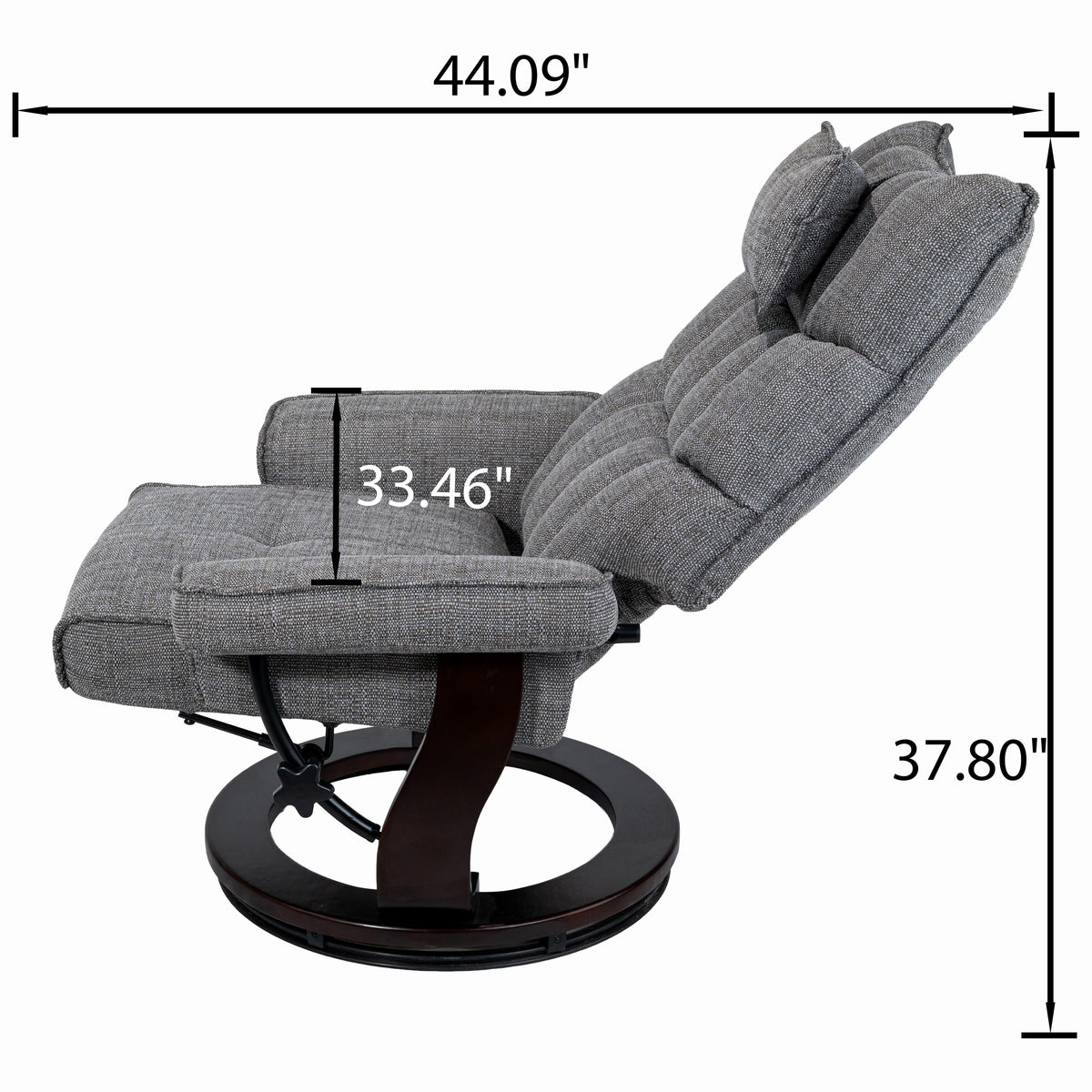 8-Point Massage Recliner with Ottoman, Heated Reclining Chair, Bent Wood Base detail image 14
