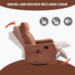 Heat Massage Manual Recliner Chair with Rocker and Swivel in Fabric for Living Room detail image 6