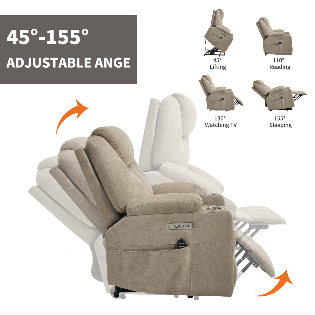 Dual-Motor Leather-Air Power Lift Recliner detail image 9