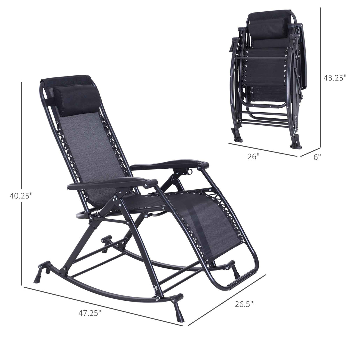 Folding Zero Gravity Rocking Lounge Chair detail image 19