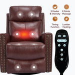 Genuine Leather Heat Massage Manual Recliner Chair with Rocker and Swivel for Living Room detail image 27