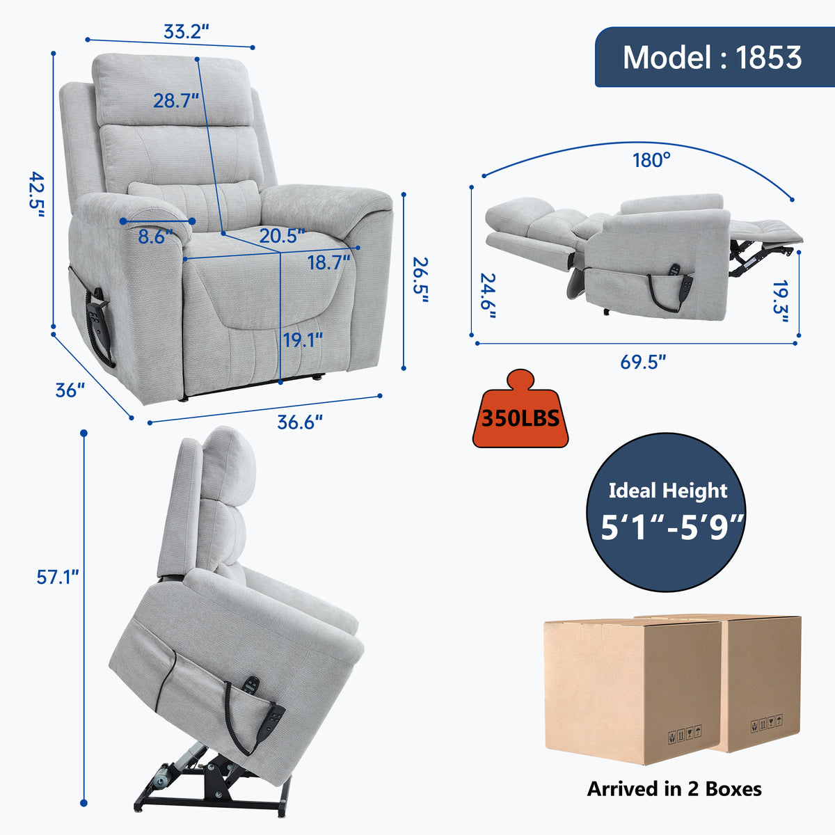 Dual-Motor Leather-Air Power Lift Recliner detail image 145