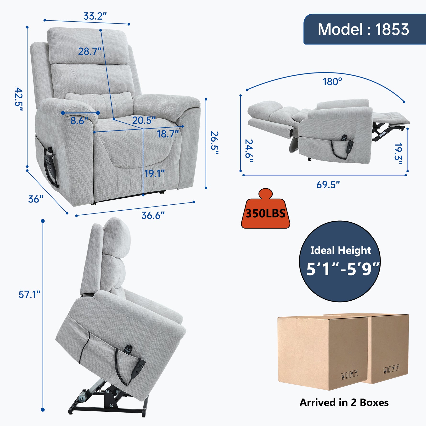 Dual-Motor Leather-Air Power Lift Recliner detail image 145