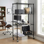 Heavy-Duty Adjustable Wire Shelving Unit with Wheels & Levelers for workshop, garage, storage, or utility use