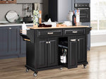 Rubberwood Drop-Leaf Kitchen Cart with 3 Drawers product view 21
