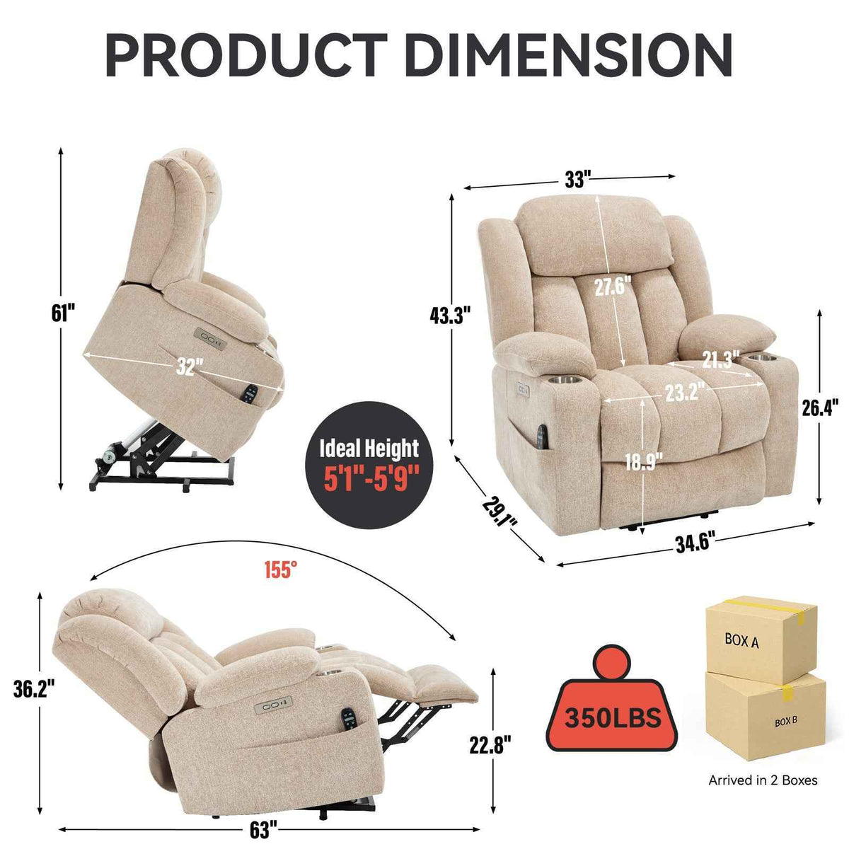 Dual-Motor Leather-Air Power Lift Recliner detail image 77