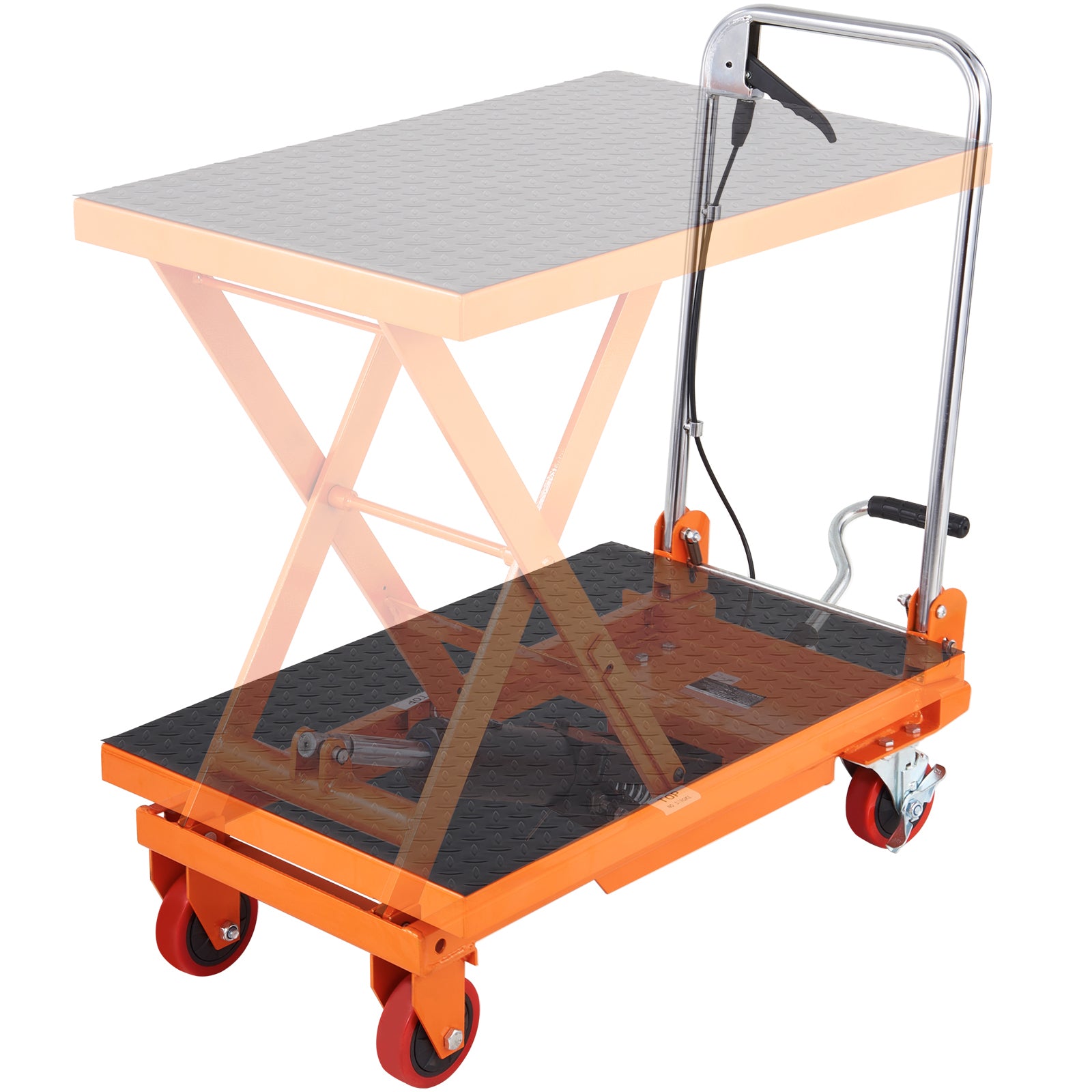 Manual Hydraulic Scissor Lift Table Cart with Non-Slip Pad for workshop, garage, storage, or utility use