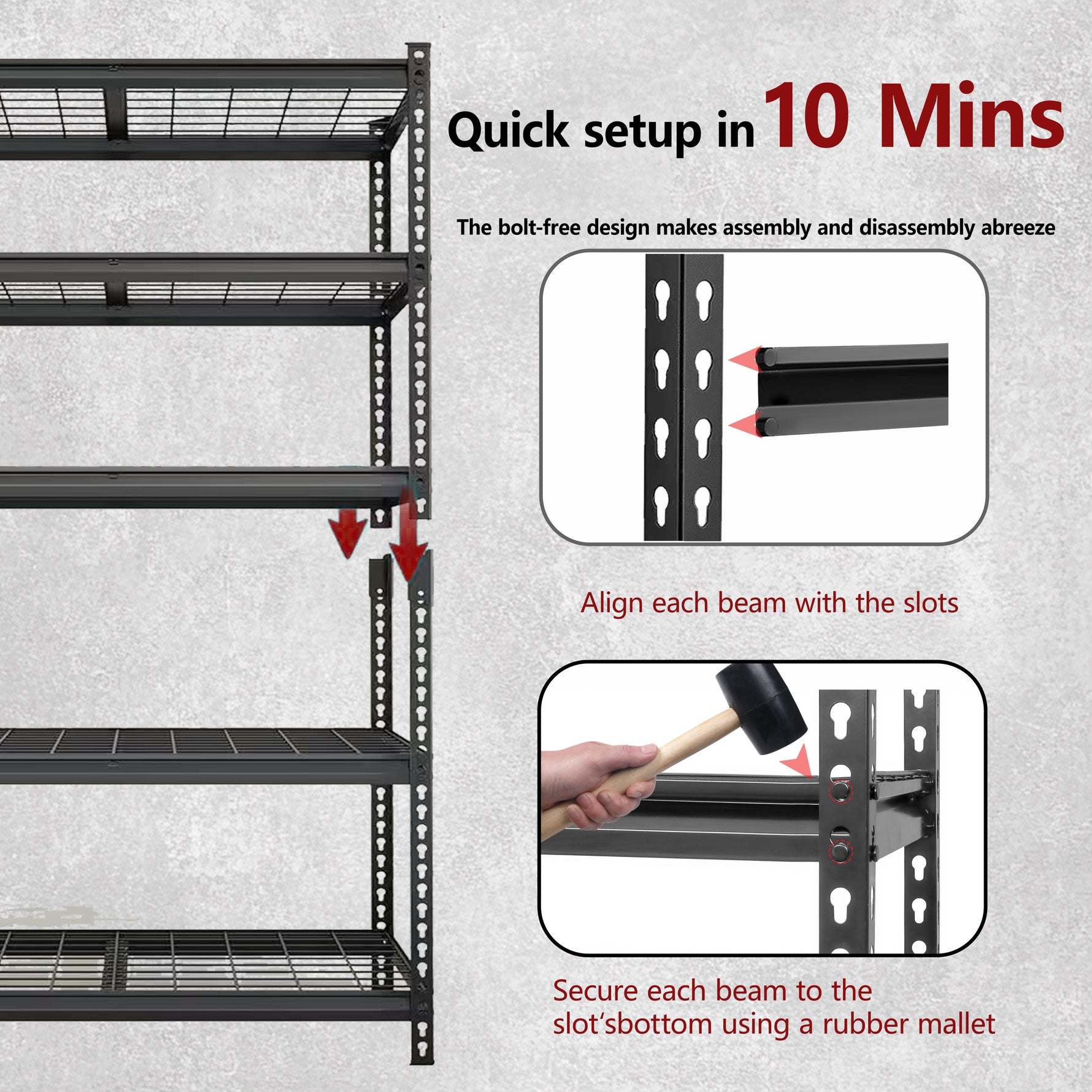 5-Tier Heavy-Duty Adjustable Metal Shelving Unit, 48" W x 24" D x 72" H for workshop, garage, storage, or utility use