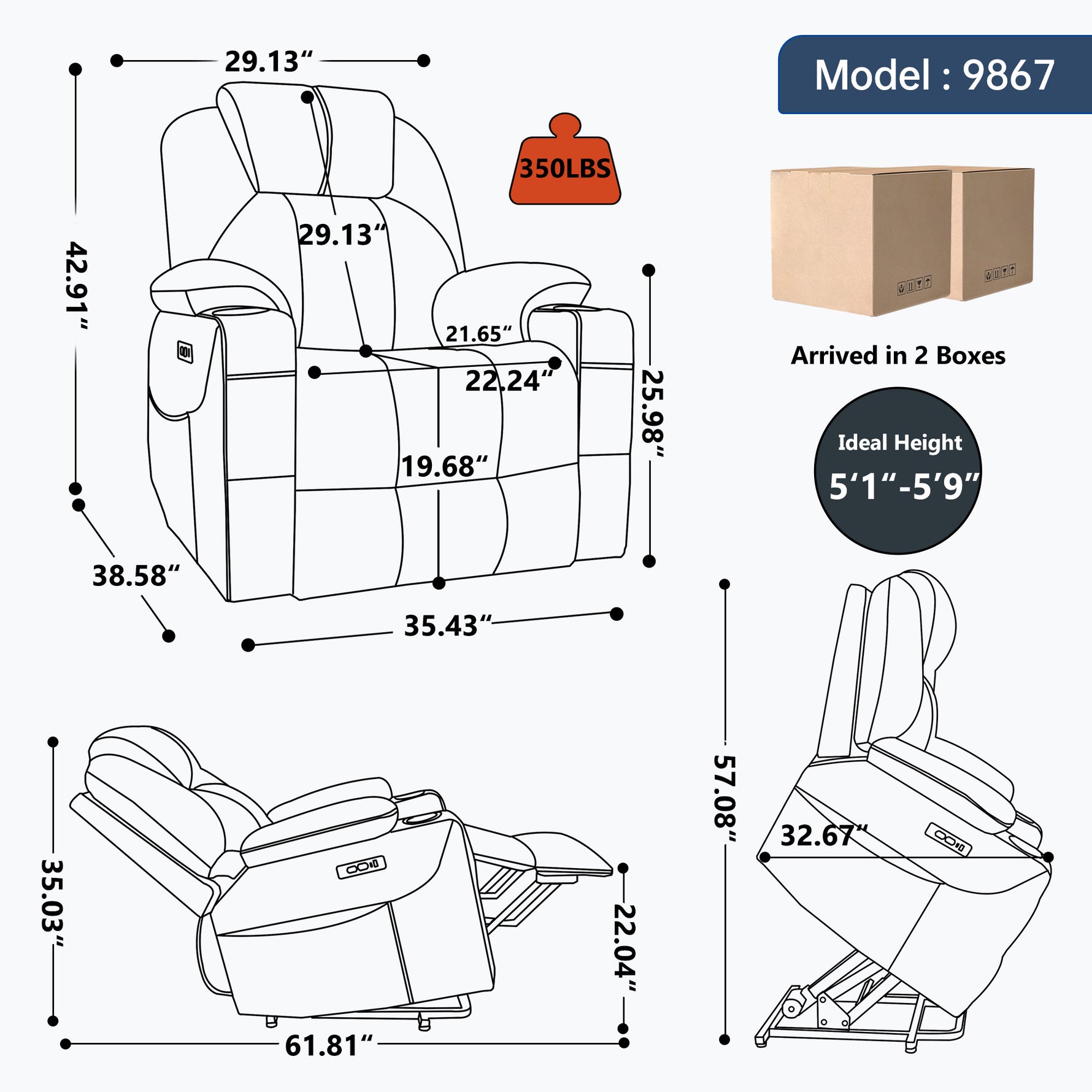 Dual-Motor Leather-Air Power Lift Recliner detail image 17