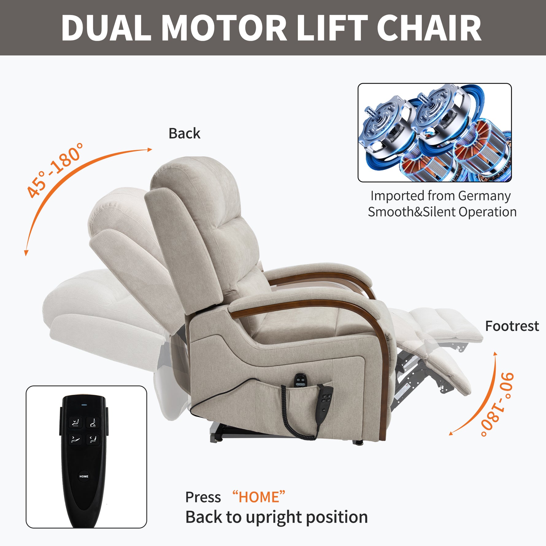 Power Chenille Lift Recliner Chair Dual Motor Infinite Position Up to 350 Pounds detail image 81