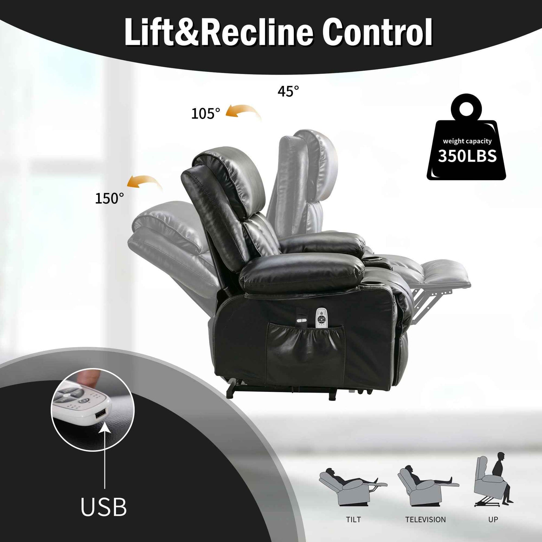 Power Lift Massage Recliner with Heat and Vibration detail image 3